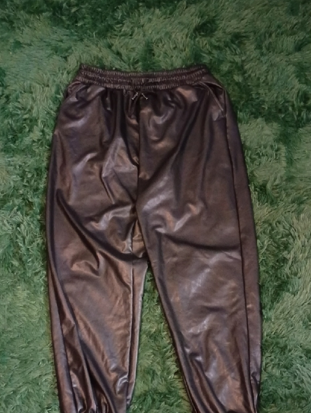 AKIRA Black Faux Leather Jogger Pants